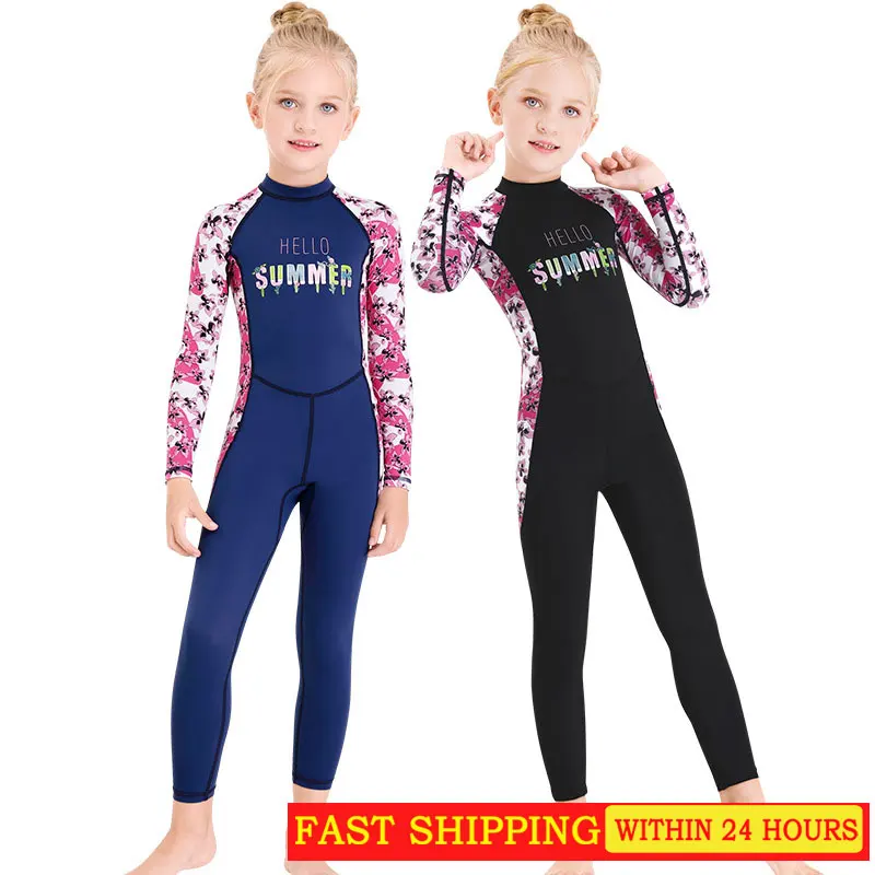 Женский детский купальник для серфинга, солнцезащитный крем на открытом воздухе, цельный гидрокостюм с длинным рукавом, скоростной сухой поплавок, костюм для дайвинга, защита от ультрафиолета