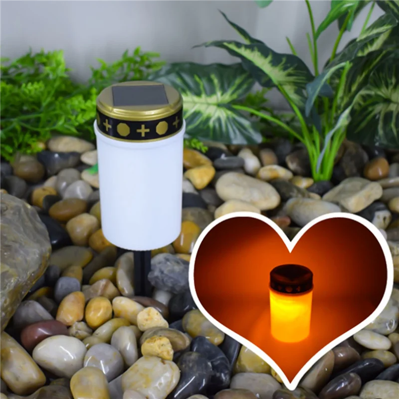 Белая могильная свеча для кладбища Могильные солнечные фонари с освещением Светодиодный могильный светильник 1 шт. 1