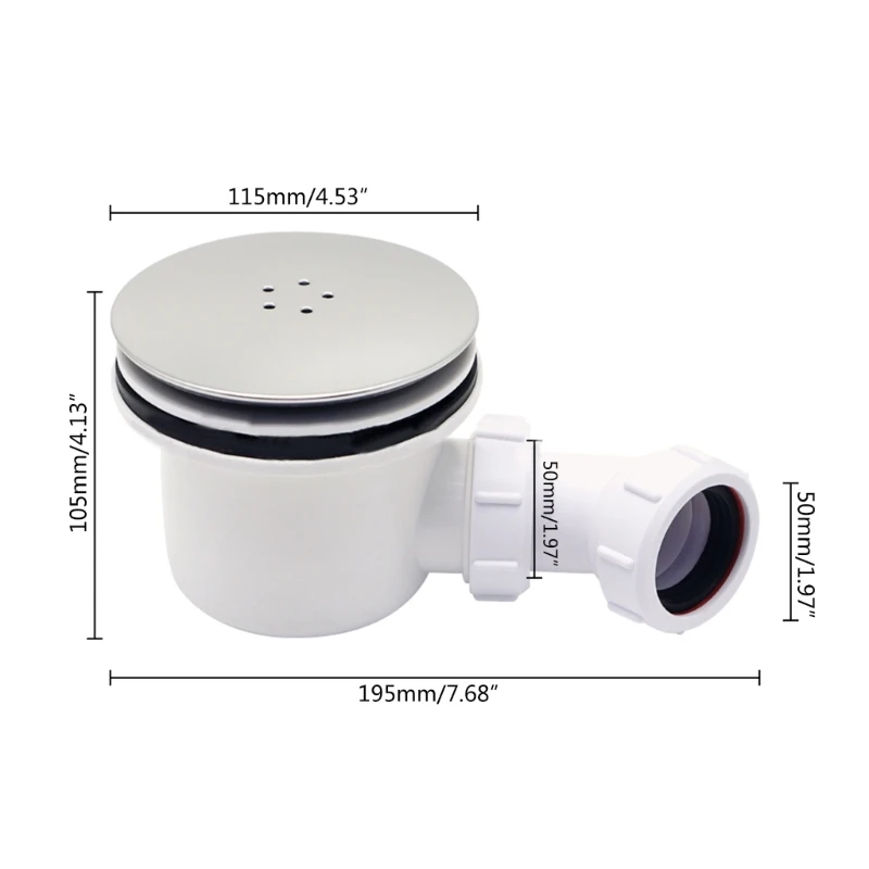  Долговечный 90-миллиметровый сифон для душа Универсальный латунный слив для душа для ванной комнаты 5