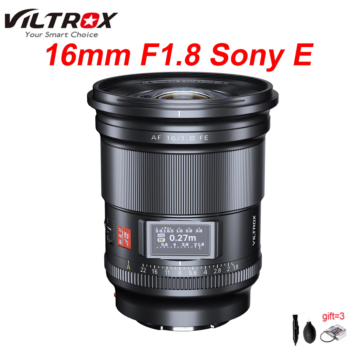 VILTROX 16mm F1.8 Sony E Объектив камеры Полнокадровый сверхширокоугольный объектив с большой диафрагмой и экраном для Sony ZV-E1 A7RV