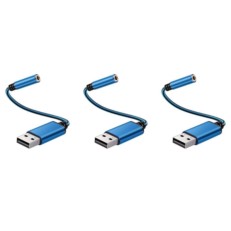 3X USB на 3,5 мм разъем для наушников, внешняя стереофоническая звуковая карта для ПК, ноутбука, для PS4, для Mac и т. Д. (0,6 фута) 0