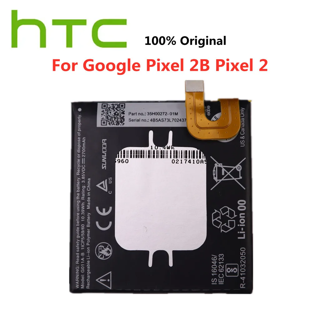 Новый 2700 мАч BG2W G011A-B 100% оригинальный аккумулятор для HTC Google Pixel 2B Pixel 2 Высококачественные аккумуляторы для мобильных телефонов в наличии
