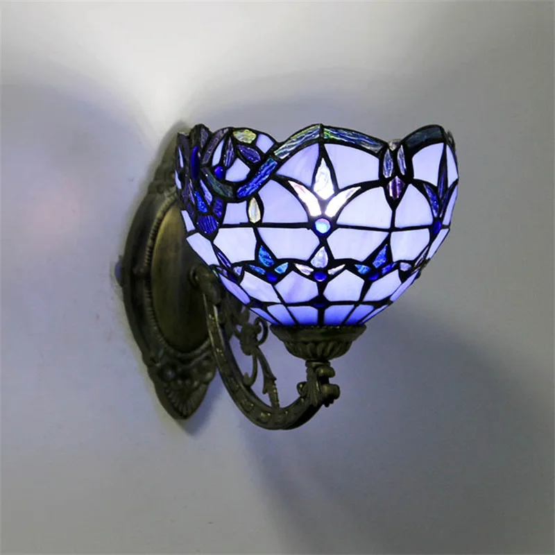 WPD Tiffany Винтажный настенный светильник Светодиодный креативный цветной стеклянный бра для дома Гостиная Спальня Прикроватный декор 1