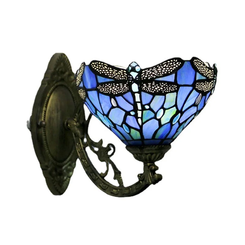 WPD Tiffany Винтажный настенный светильник Светодиодный креативный цветной стеклянный бра для дома Гостиная Спальня Прикроватный декор 4