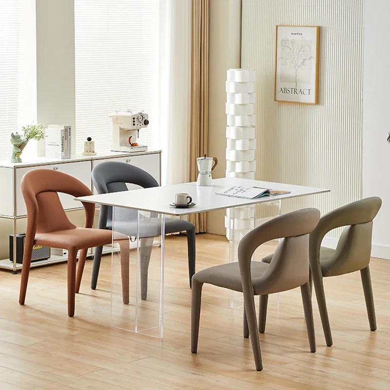 Удобные современные обеденные стулья Роскошные скандинавские офисные стулья для гостиной Дизайнерские шезлонги для дома Salle Manger Украшение мебели 5