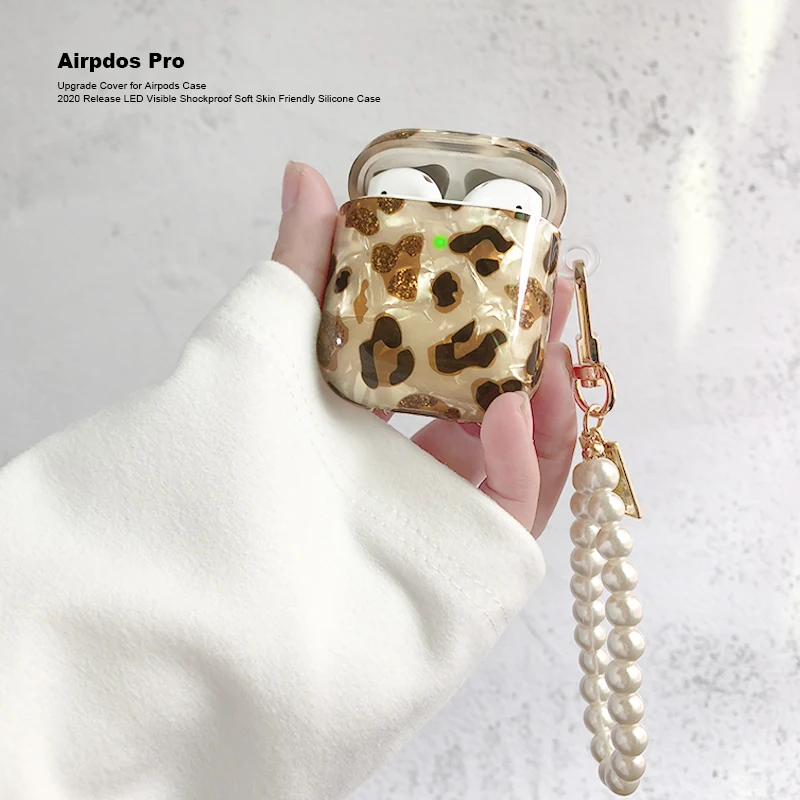 Роскошный чехол из леопардового жемчуга для Apple Airpods 1 2 3 Браслет Брелок Чехол для AirPods Pro Чехол Bluetooth Аксессуары для наушников Коробка 4