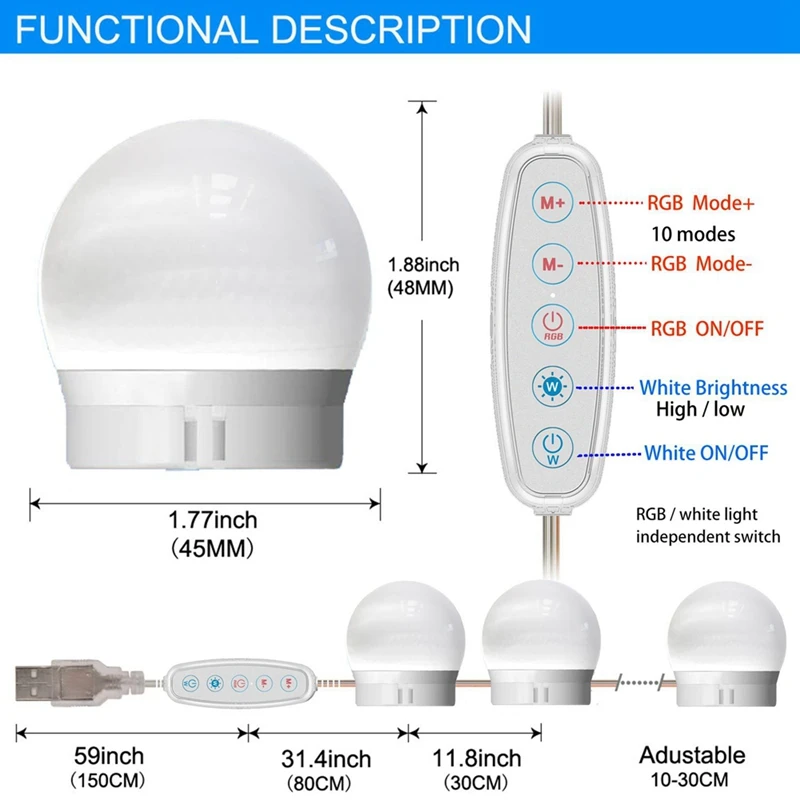 Led Touch Dimming Туалетный столик Лампа Лампа Лампа Косметический Зеркало С Подсветкой USB 12 В Hollywood 5
