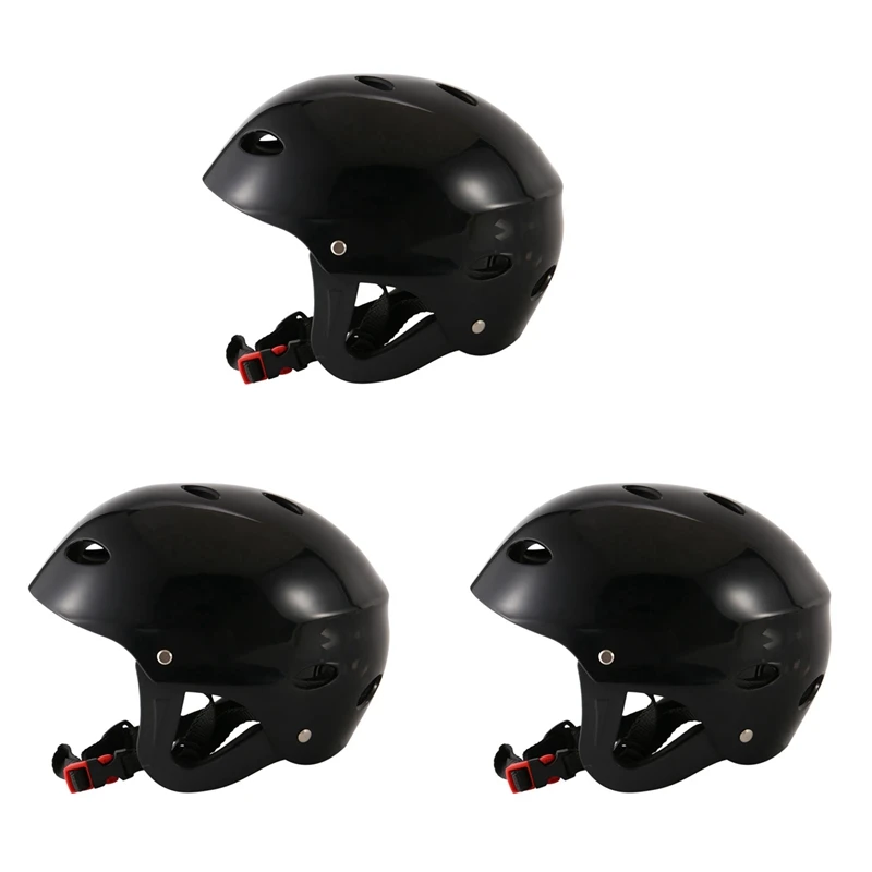 3X Защитный Защитный Шлем 11 Дыхательных Отверстий Для Водных Видов Спорта Каяк Каноэ Серфинг Доска Для Серфинга - Черный