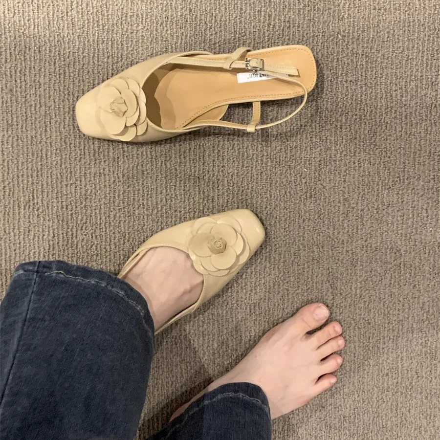 лето 2023 с низкими каблуками пряжки квадратные сандалии для женщин офисная рабочая обувь женская обувь новая дышащая мода азиатский размер 2