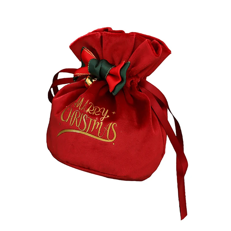 Счастливого Рождества Подарочная сумка Конфеты Рождество Яблоко Бархат Кулиска Мешочки Свадебная вечеринка 2024 Новогоднее благоволение Подарочные упаковочные пакеты 5