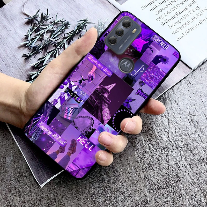 Love Purple Эстетичный чехол для телефона для Moto G84 G22 G32 G42 G52 G62 G53 G72 G60 G60S G100 G10 G20 G30 G13 G50 G 5G Pure 3