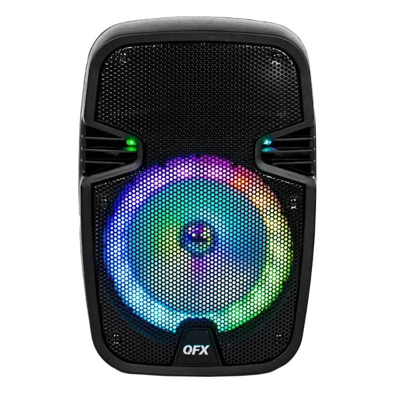 QFX PBX-8074 8-дюймовый, портативный Bluetooth-громкоговоритель для вечеринок с микрофоном и пультом дистанционного управления, черный 1