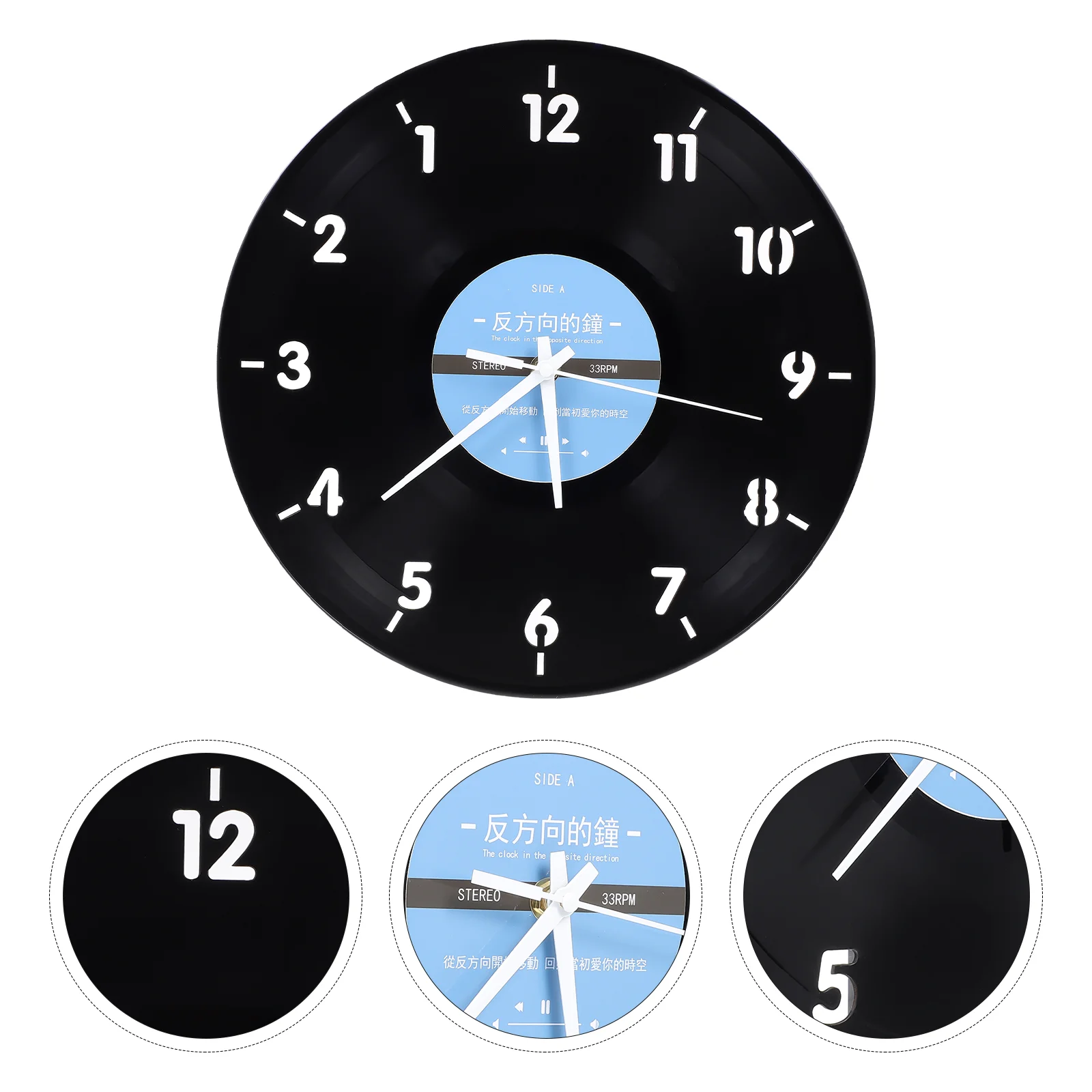 Карманные часы Настенные часы Винтажный декор для дома Стильные висячие виниловые пластинки в форме 3