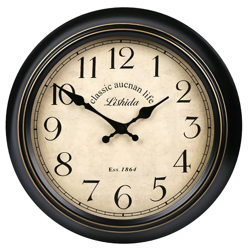 Американские ретро Silent Wall Часы Гостиная Простые европейские креативные европейские настенные часы Скандинавское искусство Декоративные часы 1