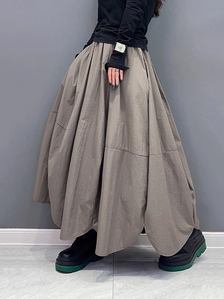 XITAO Однотонная повседневная юбка с большим подолом Мода Простота Свободный темперамент Всематчевая женская юбка 2024 Весна Новый DMJ3963 2