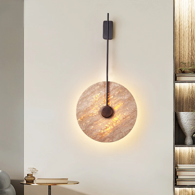 [Закатное свечение] Прикроватная настенная лампа в тихом стиле для спальни Мраморный скандинавский гостиничный свет Роскошная настенная лампочка для гостиной 2
