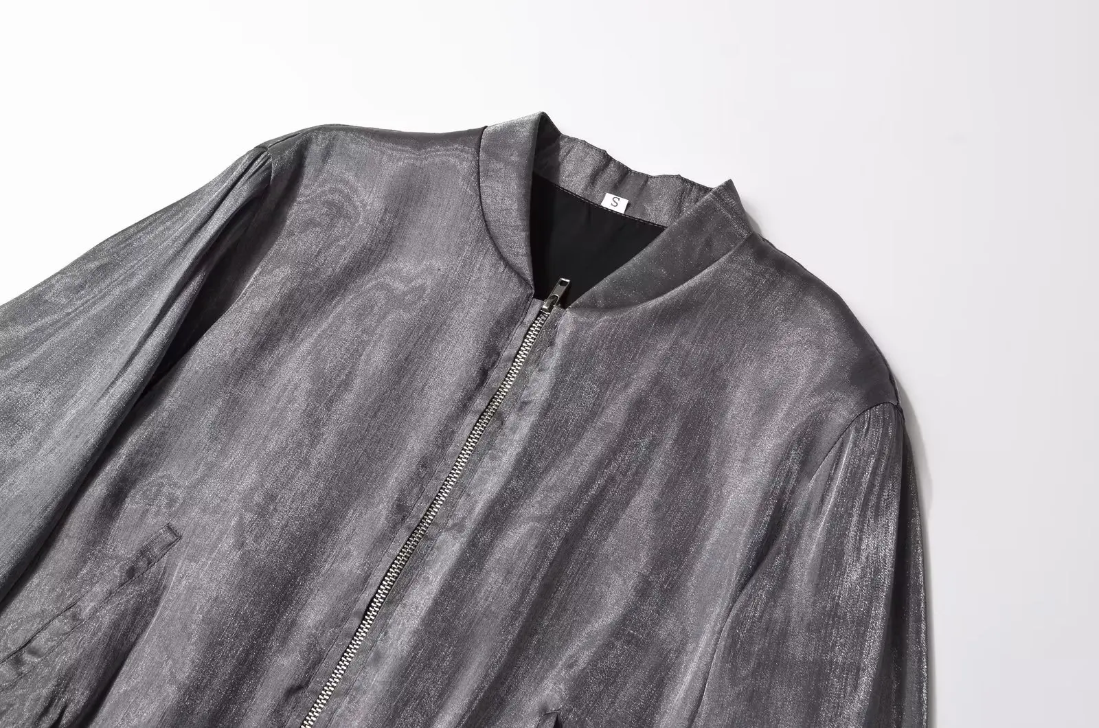 Увядшая осень Британская Хай Стрит Ретро Металлический Серебристый Молния Бомбер Куртка Для Женщин 2