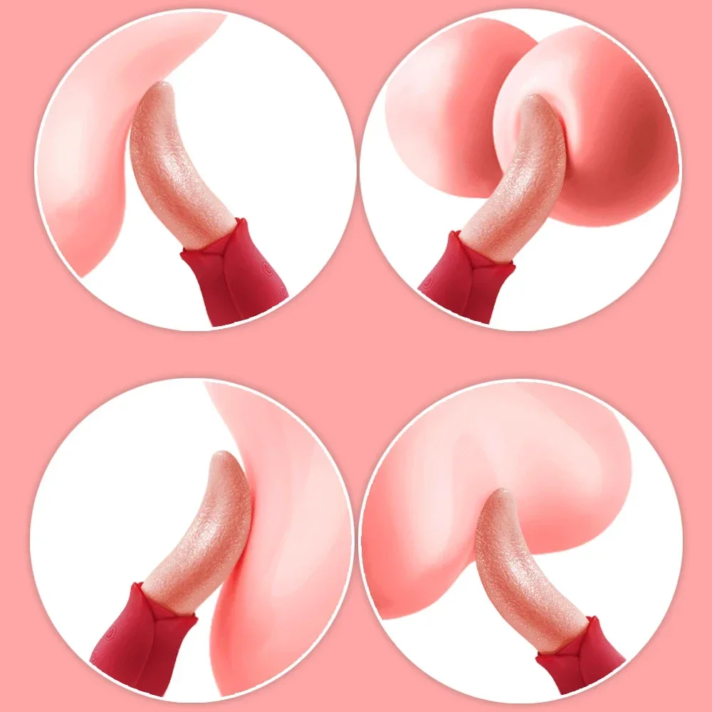 Реалистичные вибраторы для облизывания языка розы для женщин 10 скоростей соски стимуляция клитора секс-игрушка для взрослых женских пар вагина 3