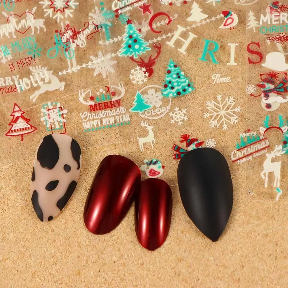 Рождество Санта-Клаус Светящиеся в темноте зимние светящиеся наклейки для ногтей Флуоресцентные наклейки для ногтей DIY Декор для ногтей Рождественские наклейки для ногтей 3