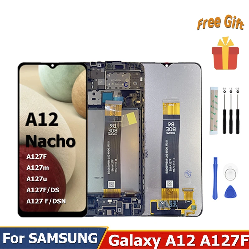 Для Samsung Galaxy A12 Nacho A127 ЖК-дисплей 6,5-дюймовый полнопанельный дигитайзер с сенсорным экраном в сборе SM A127F A127u Запасные части 0