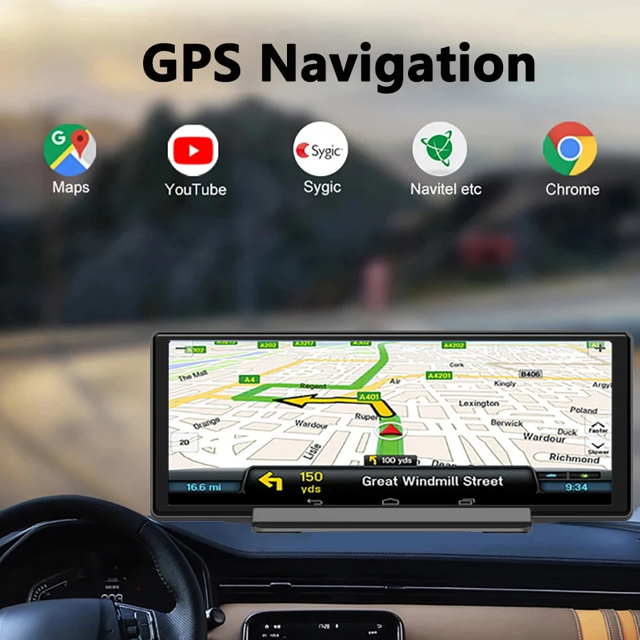 10,26 дюйма Автомобильный видеорегистратор K720 Carplay Auto 4G GPS Навигационная панель 1080P FHD Двойной объектив Android 10 Зеркало заднего вида Регистратор Видеорегистратор 2