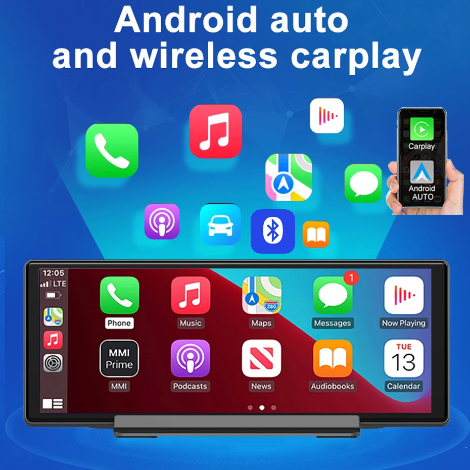 10,26 дюйма Автомобильный видеорегистратор K720 Carplay Auto 4G GPS Навигационная панель 1080P FHD Двойной объектив Android 10 Зеркало заднего вида Регистратор Видеорегистратор 3