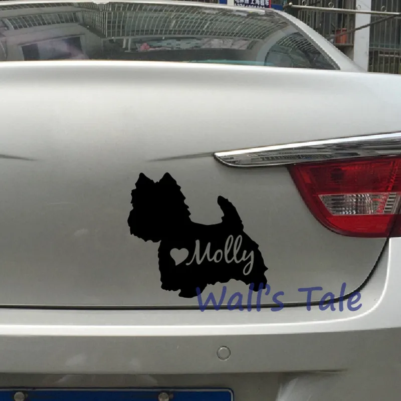 Симпатичный Westie Силуэт Наклейка Cutom Имя собаки Виниловая наклейка, Персонализированный Pet Dog Westie Art Decals Авто Окно Ноутбук Декор 3
