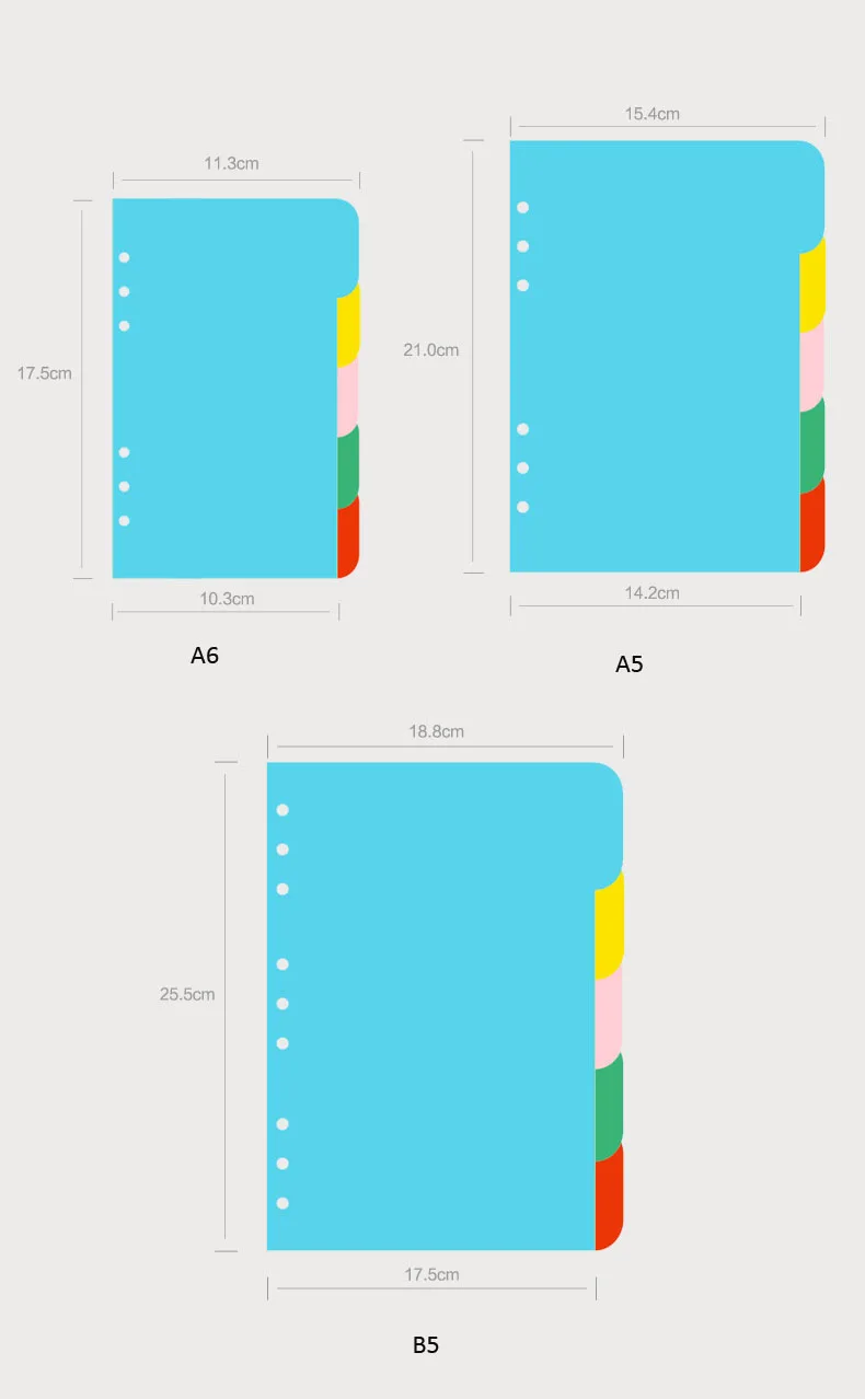  (2 шт./упаковка) Пятилистовые цветные комбинированные разделители для блокнота с вкладными листами RP003 3