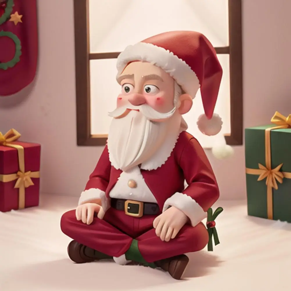 Статуя Санта-Клауса Настольный мультфильм Кукла Санта-Клауса Новогодний подарок Рождественская смола Ремесло Белая Борода Старик Украшение для дома 2