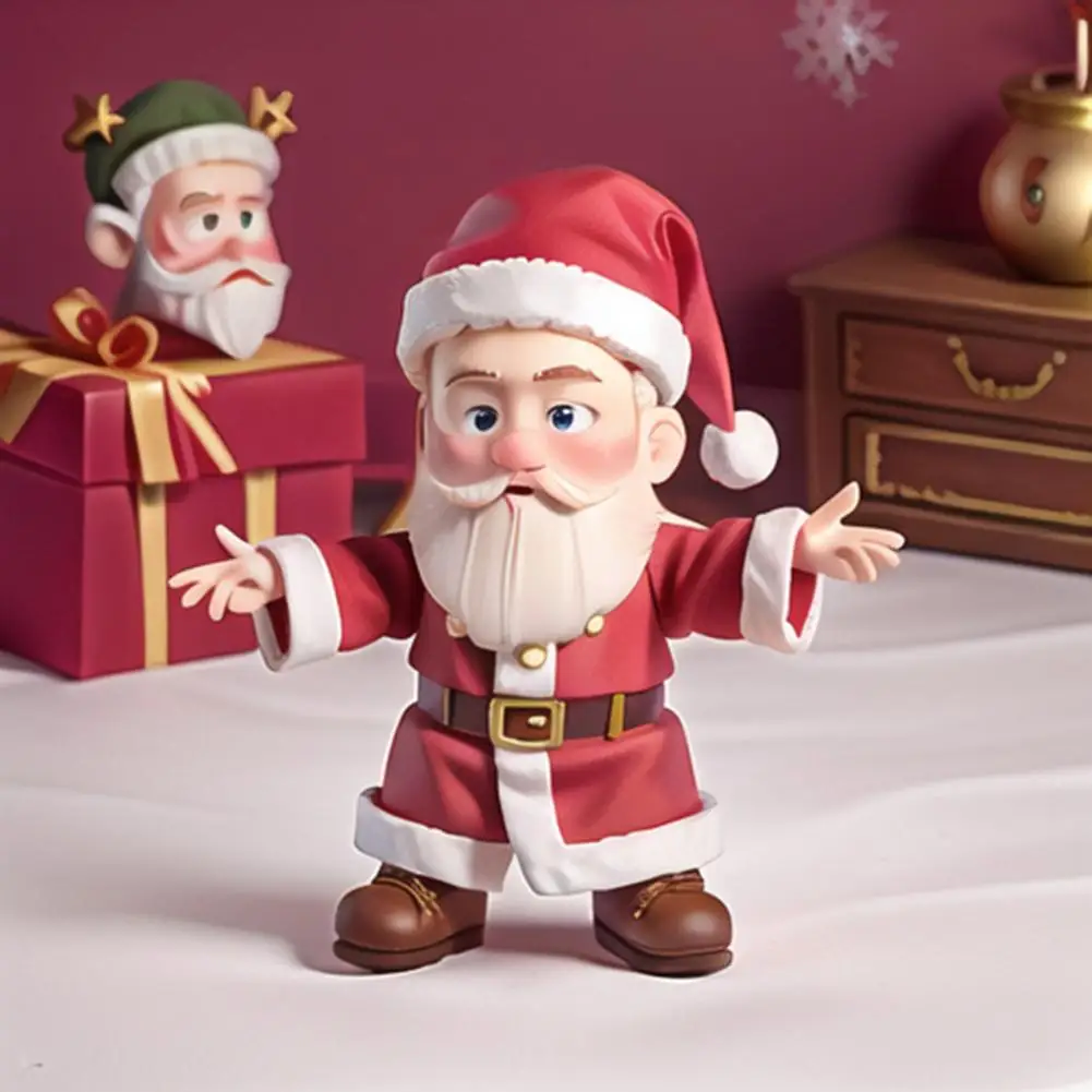 Статуя Санта-Клауса Настольный мультфильм Кукла Санта-Клауса Новогодний подарок Рождественская смола Ремесло Белая Борода Старик Украшение для дома 3