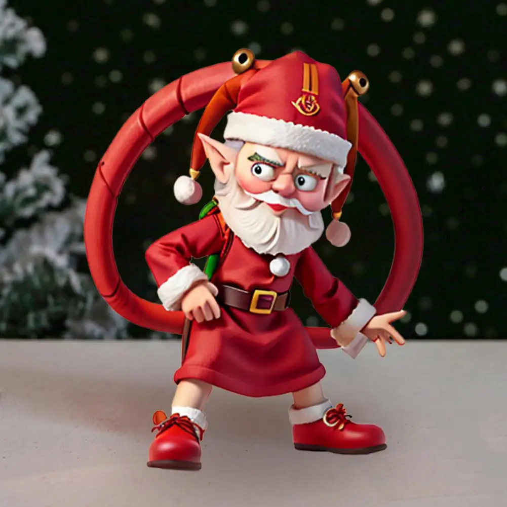 Статуя Санта-Клауса Настольный мультфильм Кукла Санта-Клауса Новогодний подарок Рождественская смола Ремесло Белая Борода Старик Украшение для дома 4