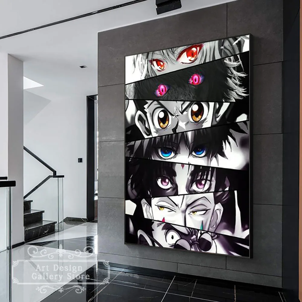 Японские персонажи аниме Глаза Плакат Холст Живопись Настенные принты для детей Аксессуары для декора игровой комнаты 1