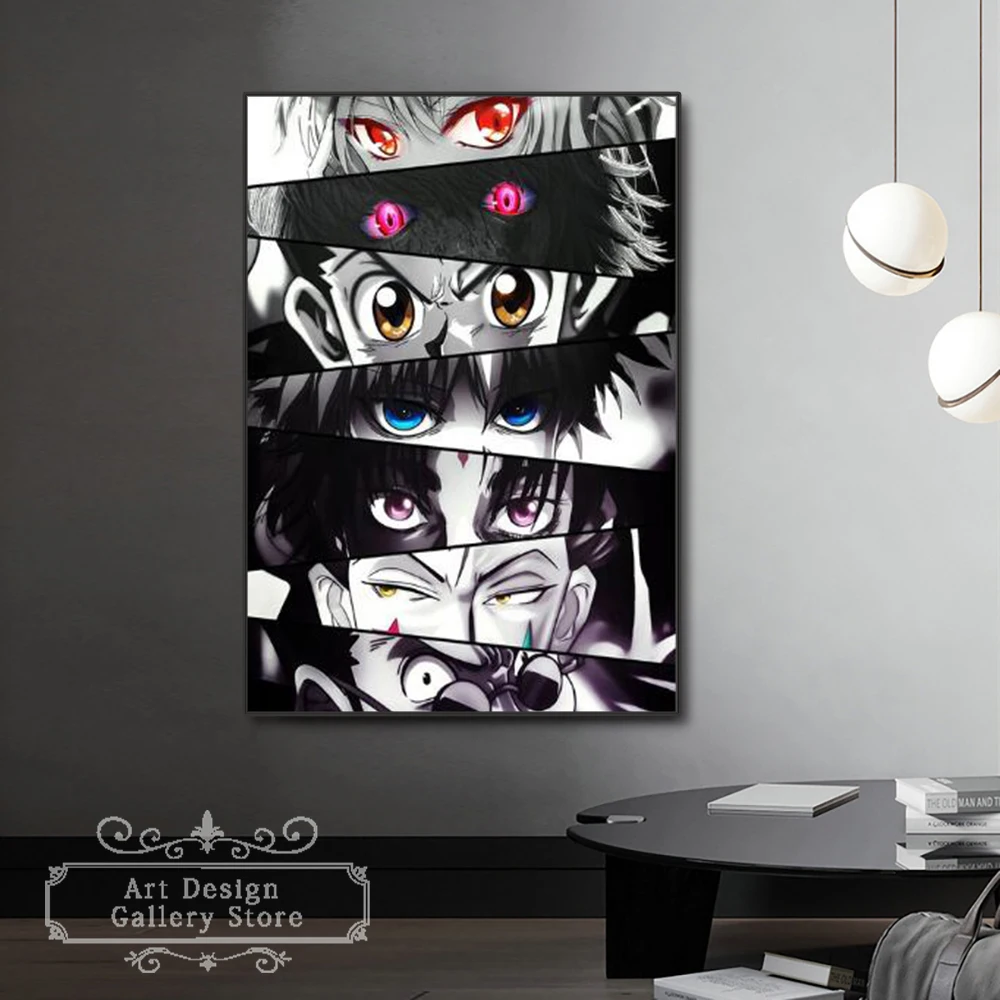 Японские персонажи аниме Глаза Плакат Холст Живопись Настенные принты для детей Аксессуары для декора игровой комнаты 3