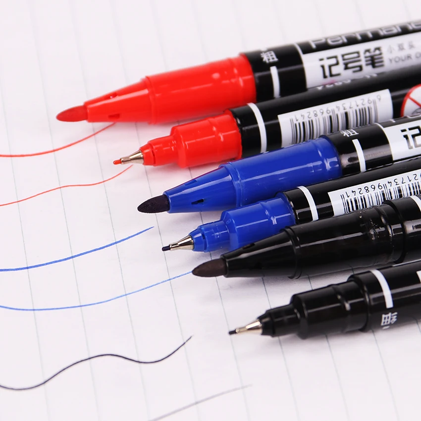 3 маркер выбора цвета Двойной наконечник 0,5 / 1 мм Быстросохнущие перманентные маркеры для писем Fineliner 0