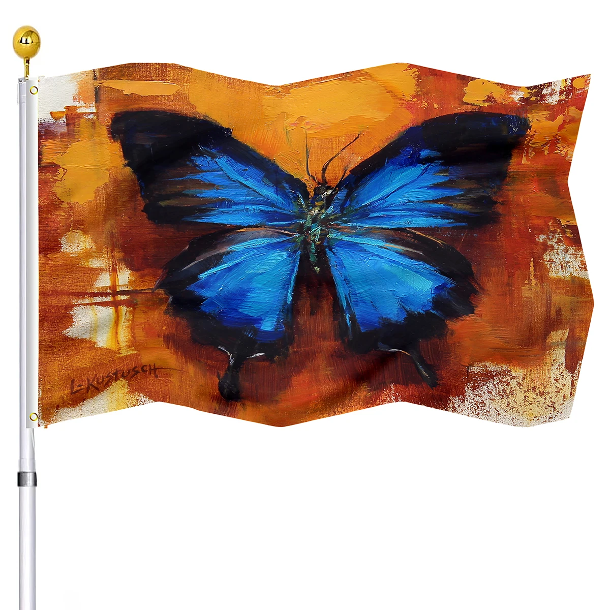 Бабочка Флаг Ручная Роспись Искусство Цветы Флаги Дом Внутренний Двор Наружные Украшения Двойной Шов Флаг с латунными втулками 2