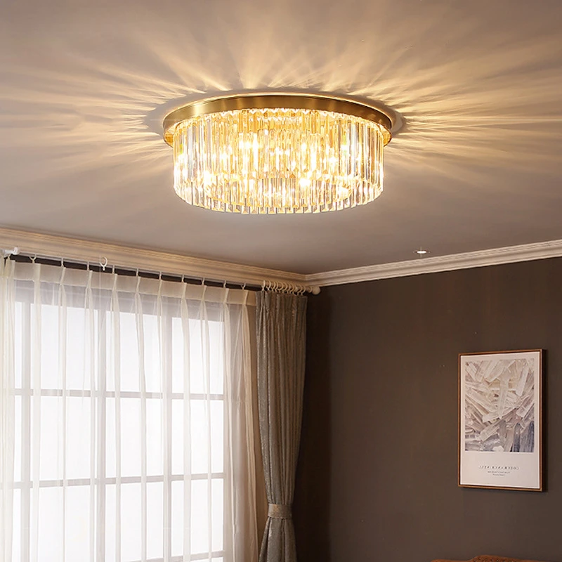 Лампа в гостиной Точечный потолочный светильник из кристально чистой меди Постмодернистский свет Роскошный потолочный светильник для спальниSimpleStudy Lamp