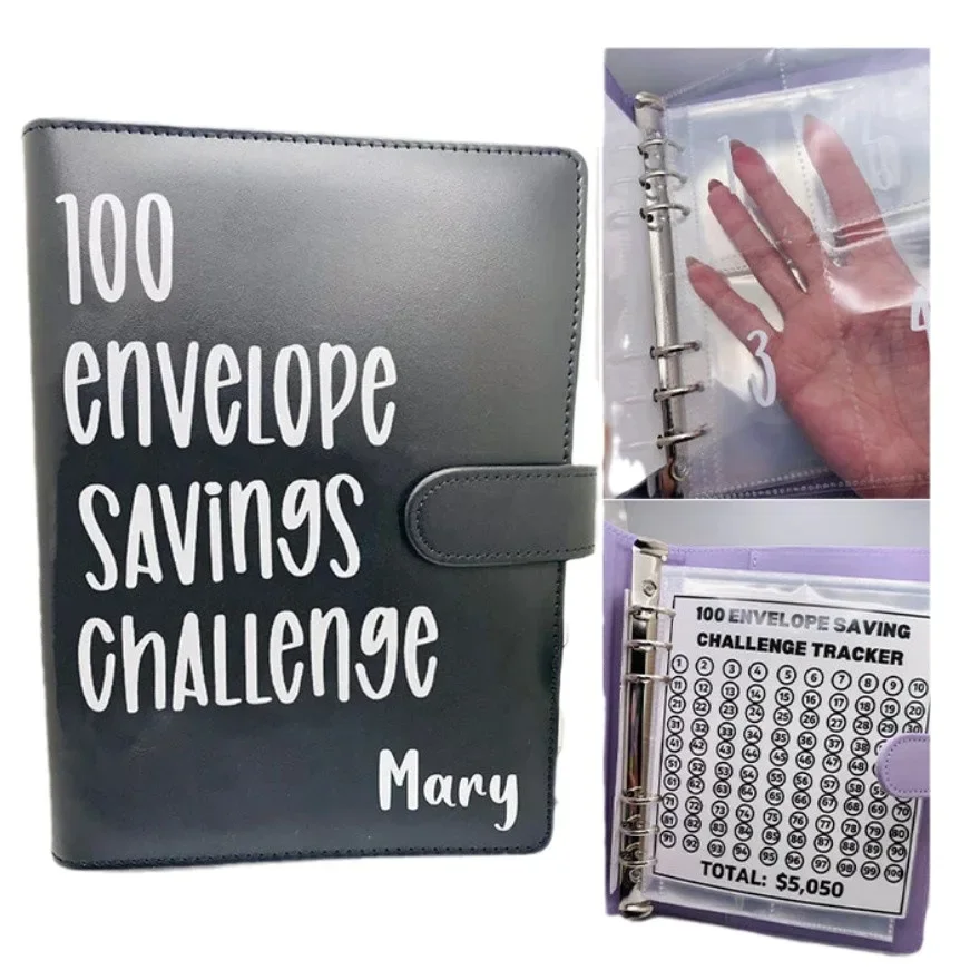 Savings Challenges Book 100 Envelope Challenge Budget Binder Простой и веселый способ сэкономить 5,050 долларов Скоросшиватель с наличными конвертами 5
