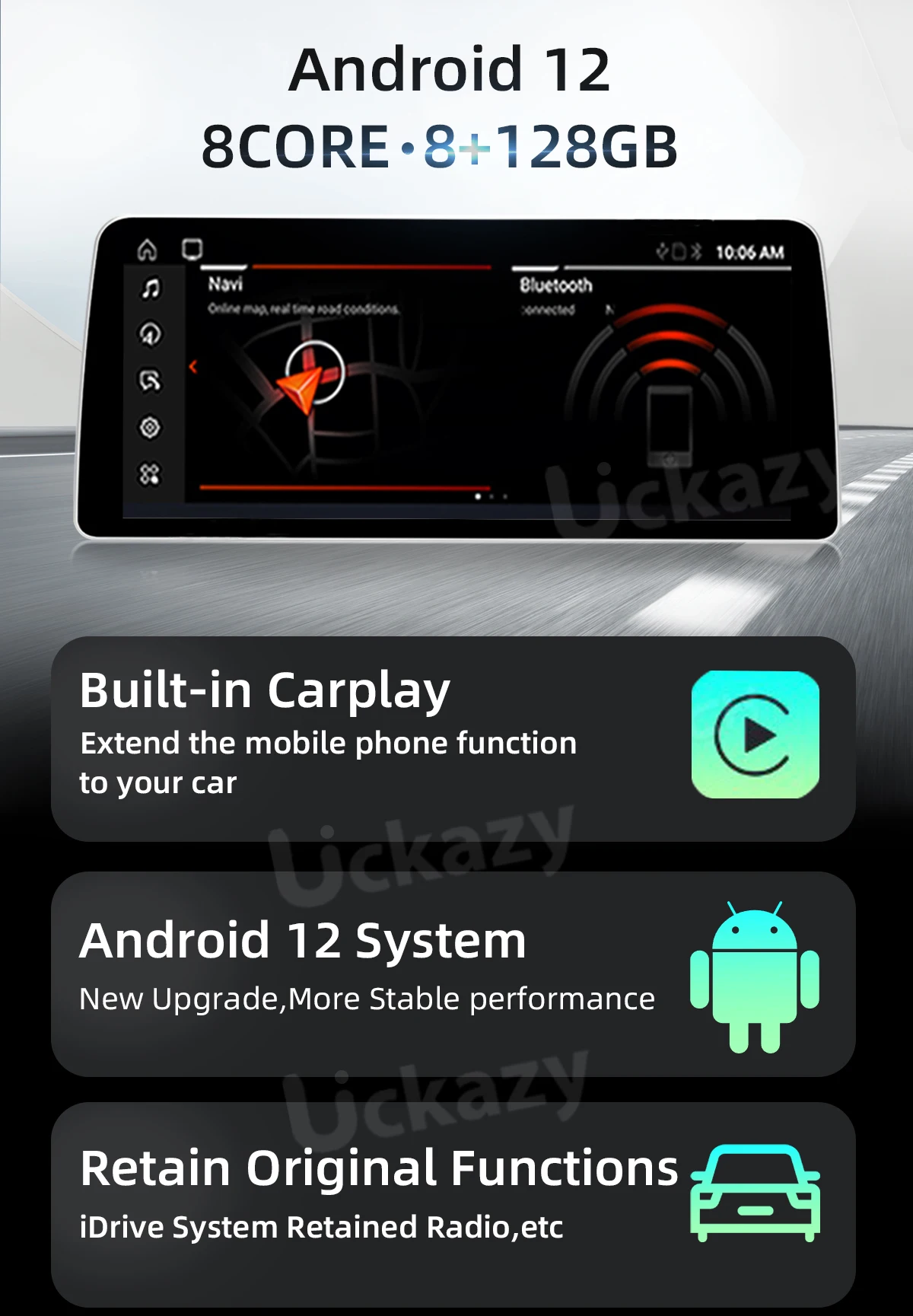1920 * 720P Android 12 Wireless Carplay Авто Мультимедиа Для BMW F30 F20 F31 F22 F21 F32 F33 F36 NBT GPS Навигационный стереоэкран 5