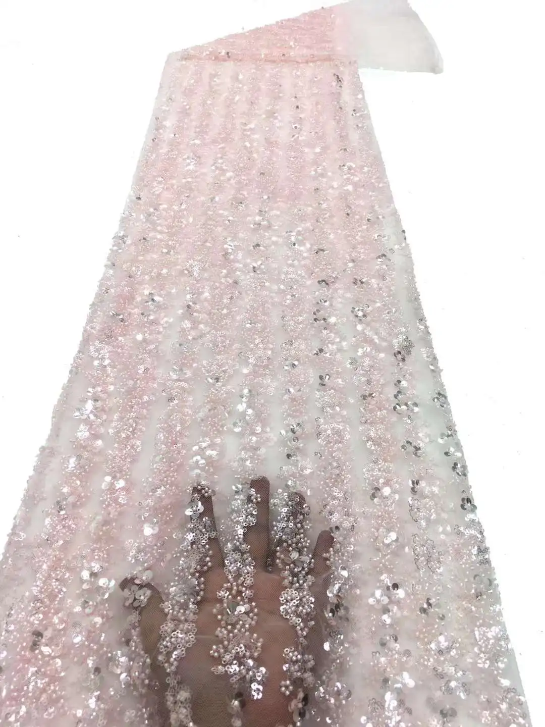 Красивая бисерная ткань пайетки вышивка французская сетчатая пряжа кружева африканская нигерия Fabirc кружево для вечерних платьев свадебная вечеринка 1