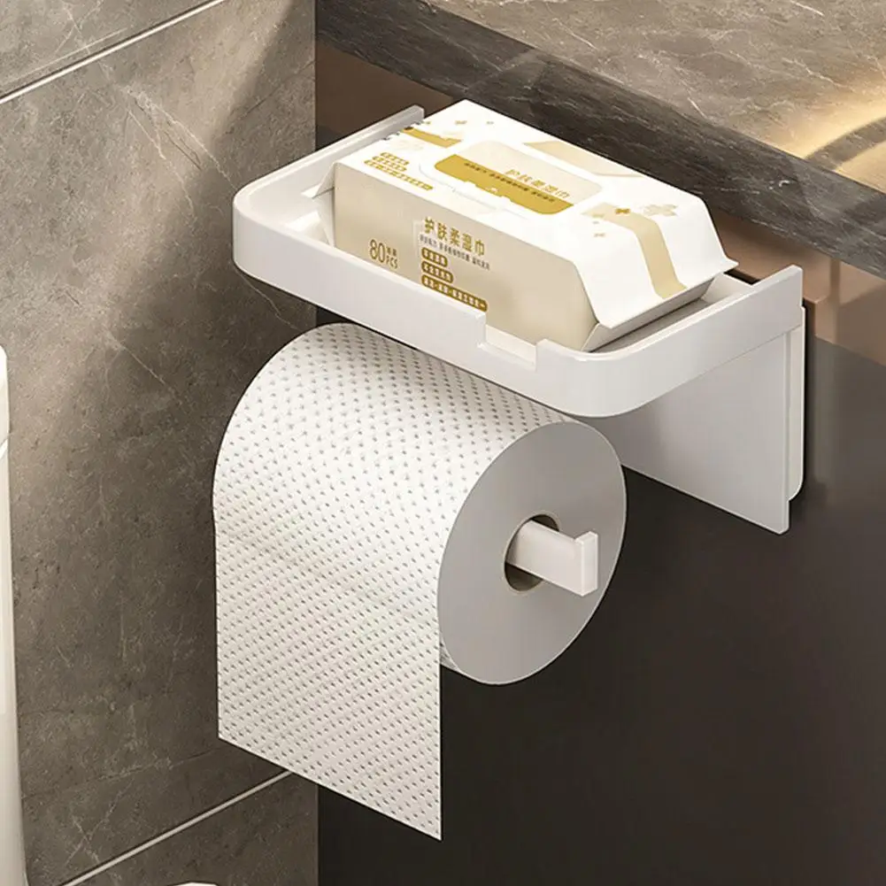 Держатель для туалетной бумаги Неперфорированный Ванная комната Мобильный телефон Туалет Туалетная бумага Хранение Держатель для бумаги Бумажная стойка Туалет Q7U3 5