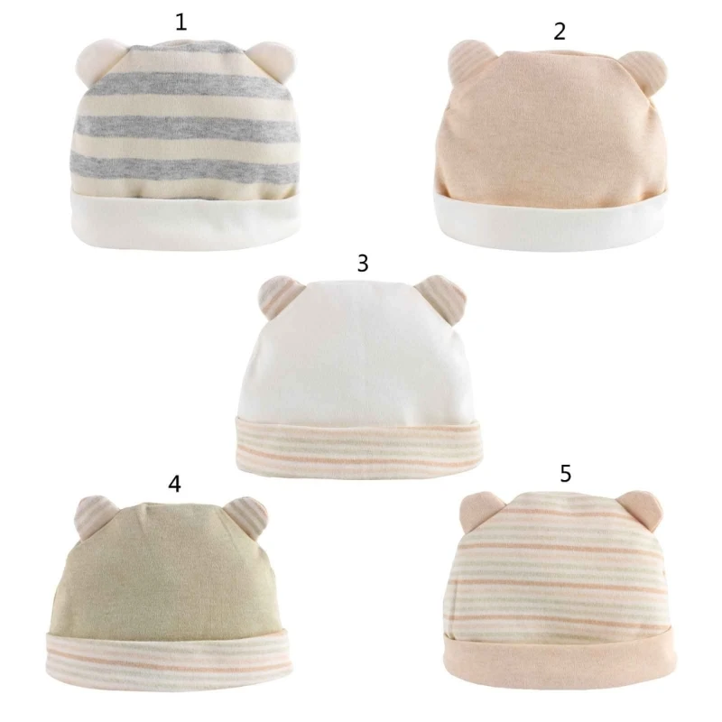 2024 Новая детская шапка для новорожденных Шапочка с черепом Дышащая хлопковая шапка Милые медвежьи уши Детская шапочка Безопасная для кожи новорожденный