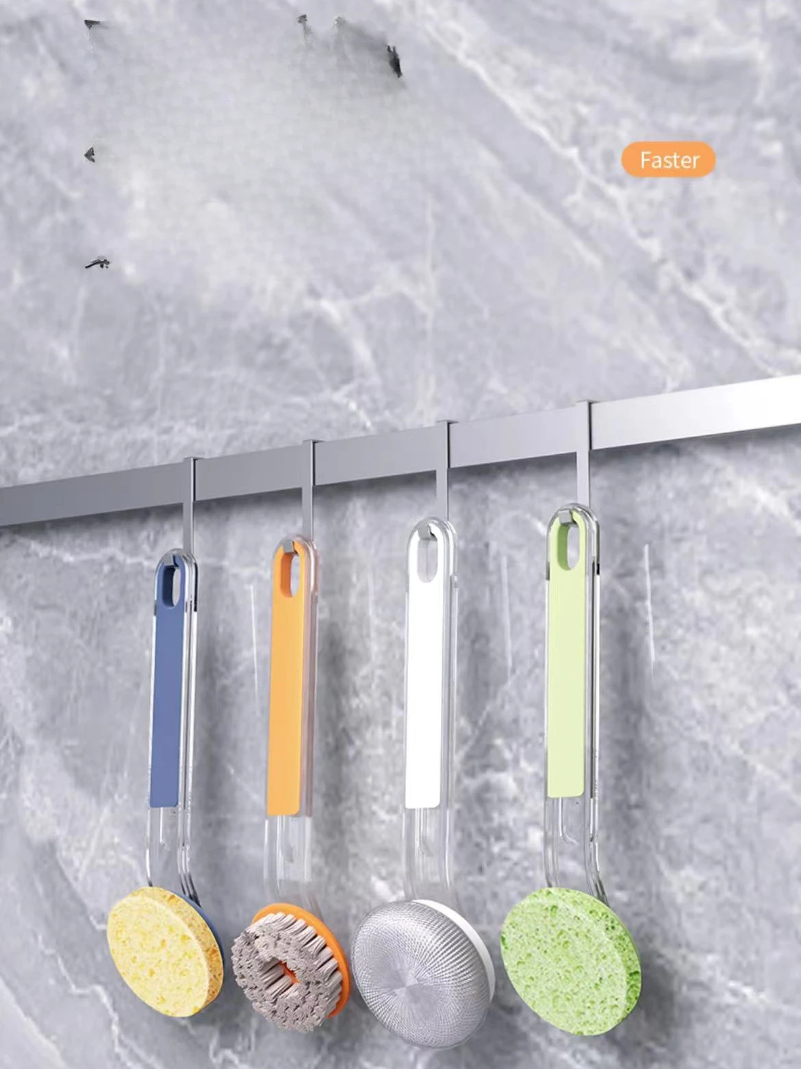 Многофункциональная щетка для горшков с длинной ручкой поставляется с 3 сменными головками, щетками для обезжиривания и очистки кухни