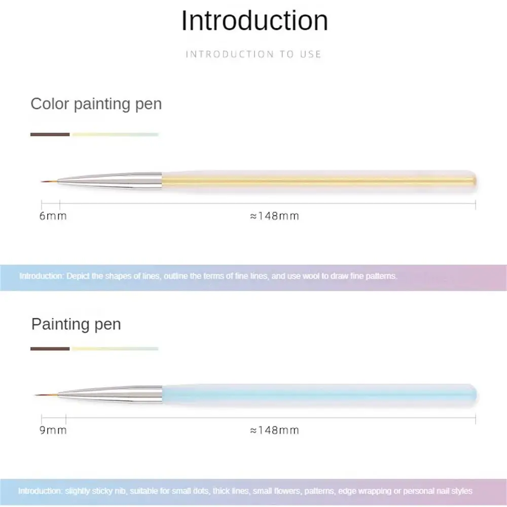  Набор ручек для ногтей Инструменты для ногтей Кисть для ногтей Фототерапевтическая ручка Матовый акриловый стержень Кисть для ногтей Маникюрная ручка для цветной живописи 1
