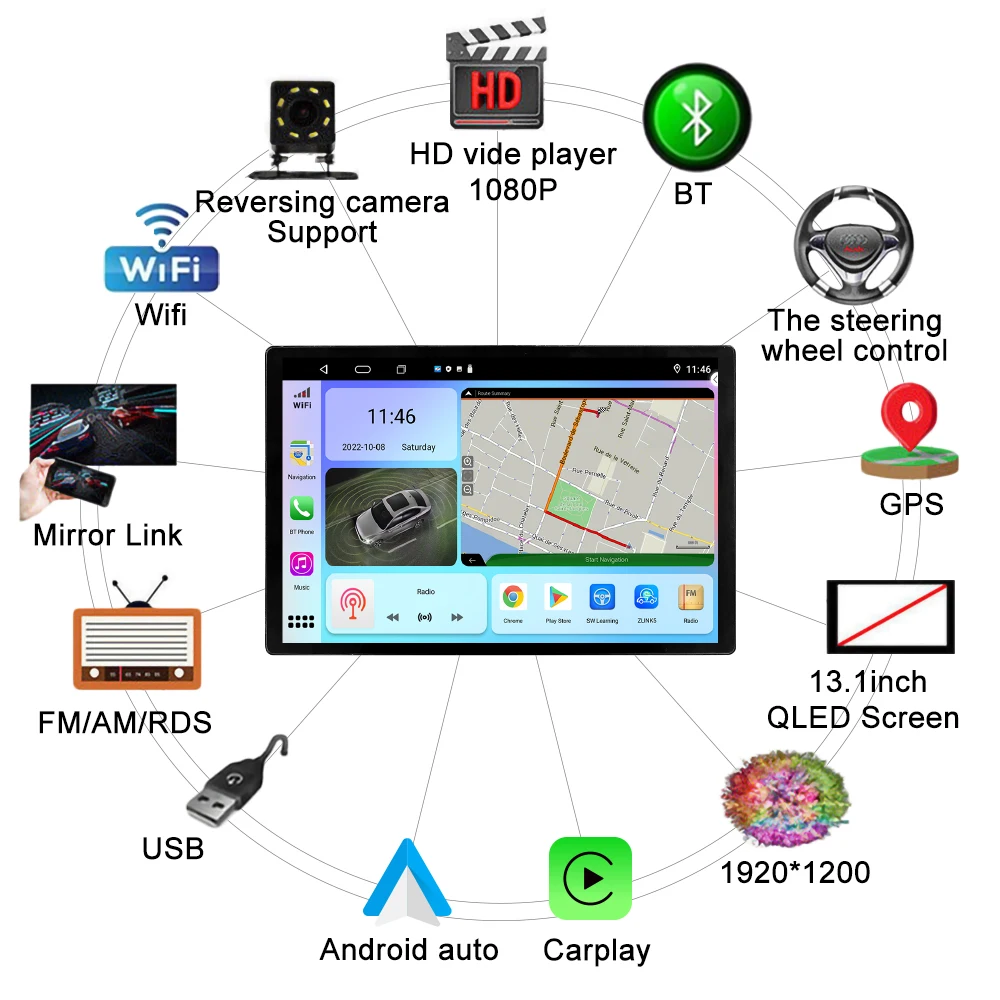 13,1 дюйма Автомагнитола для TATA ZEST RHD Авто DVD GPS Навигация Стерео Carplay 2 Din Central Multimedia Android Auto 3