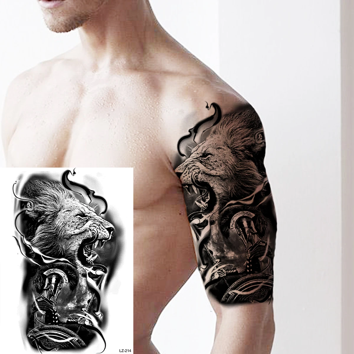 Реалистичная рука черного тигра Временные татуировки для мужчин взрослый волк лесной лев поддельная татуировка наклейка боди-арт украшение тату бумага 1