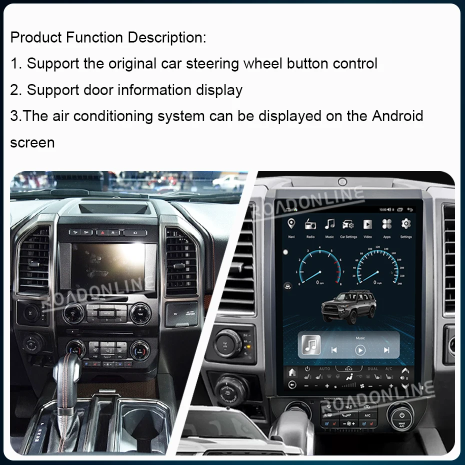 13-дюймовый экран в стиле Tesla Android 12 для Ford Raptor F-150 F150 2015-2020 Авто GPS Стерео Радио Мультимедийный Видеоплеер CarPlay 1