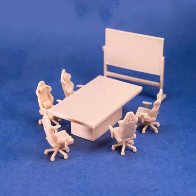 1/64 Смола Конференц-стол Набор Гаражные аксессуары Гоночное сиденье Компьютерное кресло Сцена Неокрашенная белая модель 0