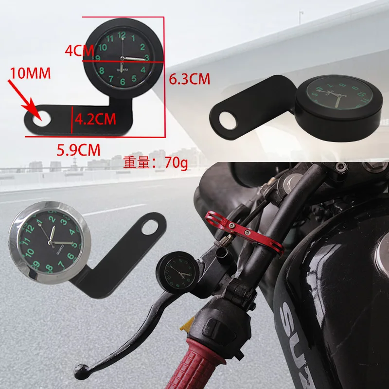 Универсальный мотоциклетный руль с зеркалом Винт Часы Ручка Ручка Водонепроницаемые Часы Для Harley Honda Suzuki Хромированные аксессуары 3