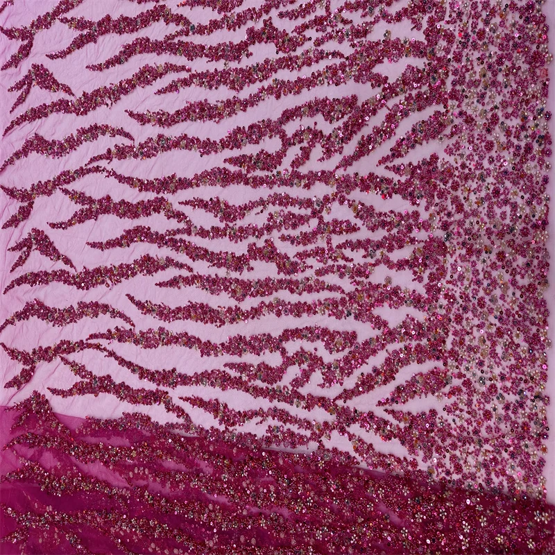  Роскошные африканские тяжелые бусины Кружевная ткань Высококачественная французская вышивка Нигерийские пайетки Кружевные ткани для шитья RJW-1141 4