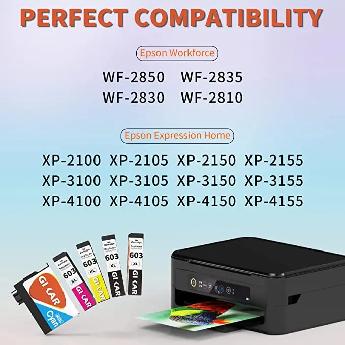 GIKAR 603 XL Совместим с принтером Epson 603XL E603 T603 для XP-2100 XP-3100 WF-2810 XP-3105 XP-4100 XP-4105 WF-2830 XP-2105 2